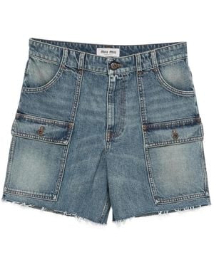 Miu Miu Pantalones vaqueros cortos con bolsillos cargo - Azul