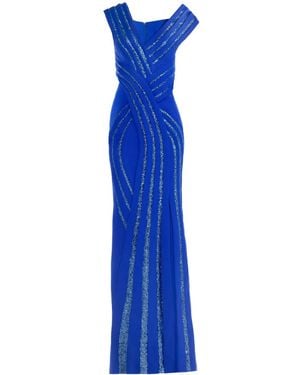 Gaby Charbachy Pleated Gown - Blue