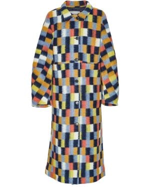 Henrik Vibskov Square-Motif Single-Breasted Coat - Blue