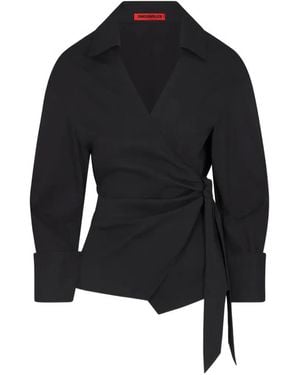 Simon Miller Anya Poplin Wrap Blouse - Black