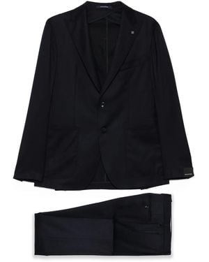 Tagliatore Lapel-Detail Single-Breasted Suit - Black