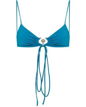 Christopher Esber Triangel Bikinitop Met Ruches - Blauw