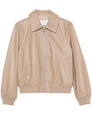 Yves Salomon Zip-Up Leather Jacket - Natural