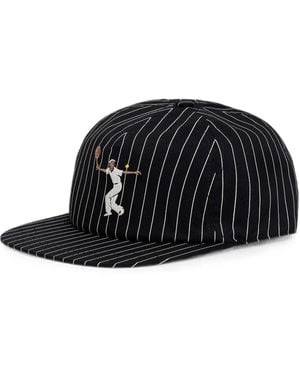 Lacoste Pinstripe-Pattern Embroidered-Motif Cap - Black