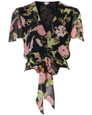 Temperley London Maisie Sequin-Embellished Floral-Print Blouse - Black