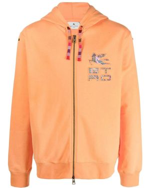 Etro Hoodie Zippé À Logo En Relief - Orange