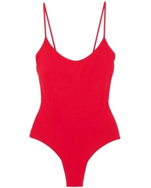 Fisico Scoop-Neck Spaghetti-Strap Swimsuit - Red