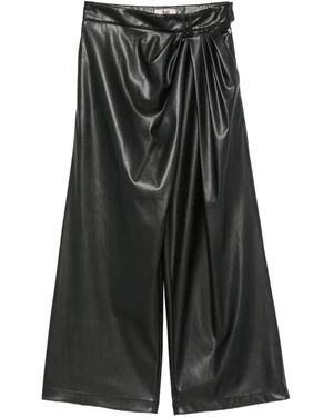 Aniye By Caly Draped Faux-Leather Pants - Black