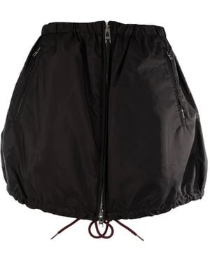 Prada Mini Zip-Up Bubble-Hem Skirt - Black
