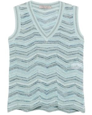 D.exterior V-Neck Zig-Zag Top - Blue