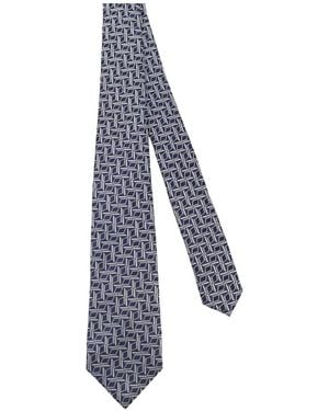 Kiton Geometric-Pattern Tie - Blue