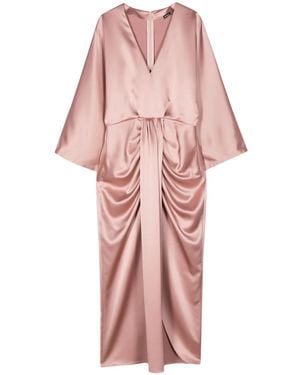 Kiton V-Neck Satin-Finish Dress - Pink