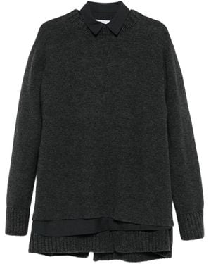 Sacai Layered Classic-Collar Mini Dress - Black