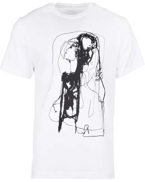 Askthedust Couple Line-Drawing Cotton T-Shirt - White