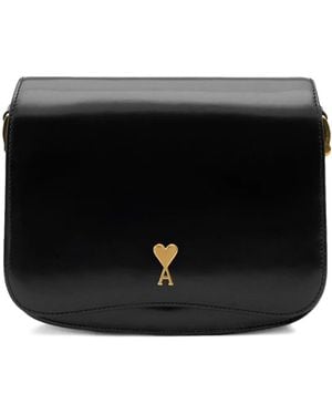 Ami Paris Schultertasche mit Herzmotiv - Schwarz