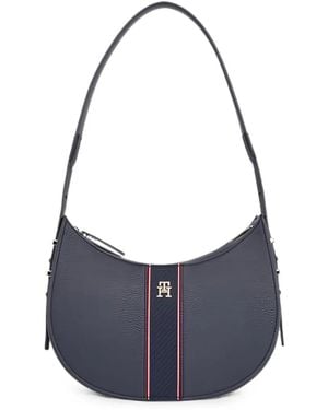 Tommy Hilfiger Logo-Plaque Striped Tote Bag - Blue