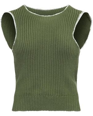 MM6 by Maison Margiela Ribbed Stitch Sleeveless Tank Top - Green
