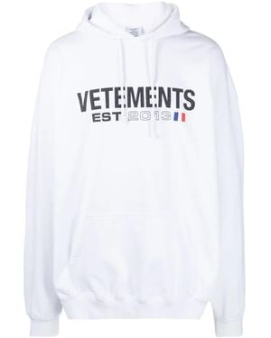 Vetements Logo-Print Cotton-Blend Hoodie - White