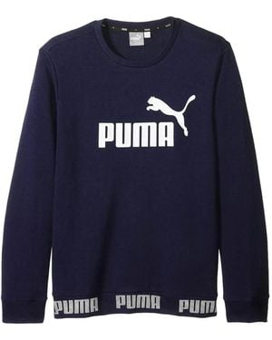 PUMA Amplified Crew-Neck Logo T-Shirt - Blue