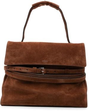 Moschino Belt-Detail Suede Tote Bag - Brown