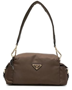 Prada Shopper Mit Logo-Schild - Braun
