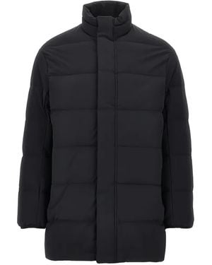 Emporio Armani Quilted High-Neck Coat - Blue
