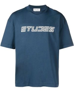 Etudes Studio Railway Spirit オーガニックコットン Tシャツ - ブルー