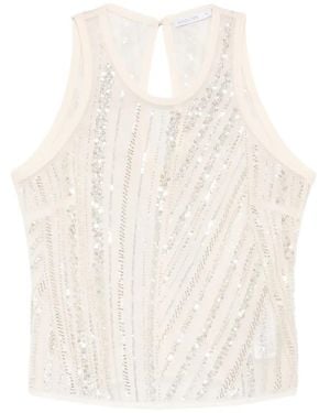 Patrizia Pepe Sleeveless Embroidered Top - White