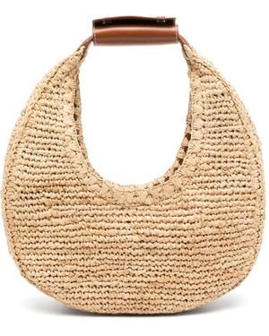 STAUD Moon Raffia Tote Bag - Natural