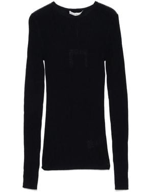 Tibi Jersey de canalé con cuello redondo - Azul
