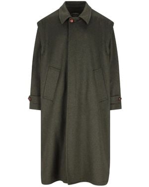 Cini Single-Breasted Wool Coat - Green