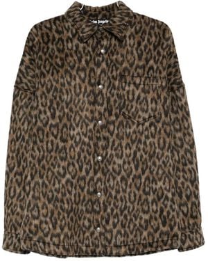 Palm Angels Leopard-Print Button-Fastening Overshirt - Brown