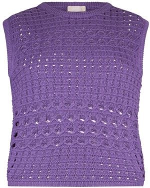 Liu Jo Crochet Round-Neck Jumper - Purple