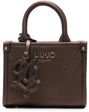 Liu Jo Logo-Plaque Pebbled Tote Bag - Brown
