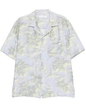Maison Kitsuné Floral-Print Short-Sleeve Shirt - White