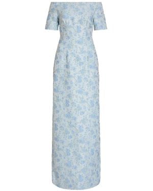 Markarian Gilda Floral-Brocade Maxi Dress - Blue