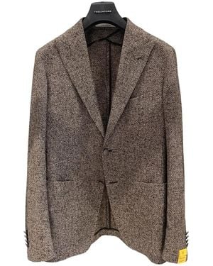 Tagliatore Single-Breasted Textured Blazer - Brown