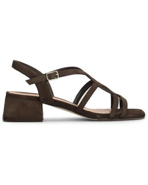 Julie Dee Strappy Block-Heel Sandals - Brown