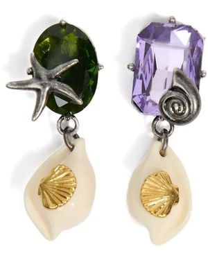 Bimba Y Lola Crystals And Seashell Drop Earrings - Metallic
