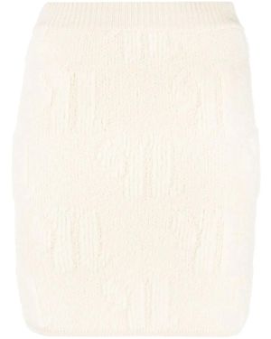 Nanushka Logo-Motif Knitted Mini Skirt - Natural