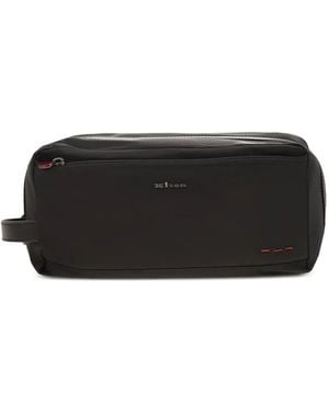 Kiton レザーコスメポーチ - ブラック