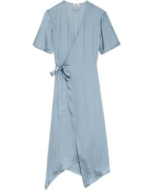Zadig & Voltaire Reforme Satin Wrap Dress - Blue