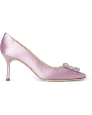 Manolo Blahnik Hangisi Buckle Court Shoes - Pink