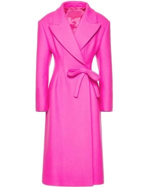 Valentino Garavani Diagonal Bow-Detail Long Coat - Pink