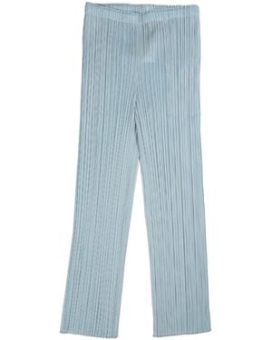 Pleats Please Issey Miyake Plissé-Effect Slim-Cut Trousers - Blue