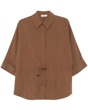 NINA 14.7 Drawstring-Waist Blouse - Brown