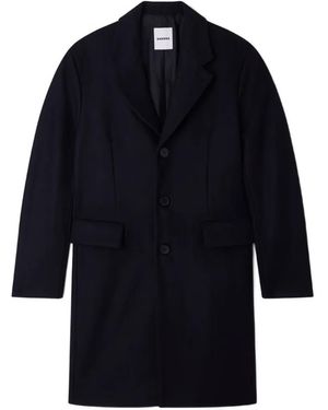 Sandro Manteau Boutonné À Empiècements Matelassés - Blue