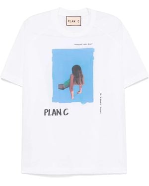 Plan C Marghe Nel Blu-Print T-Shirt - Blue