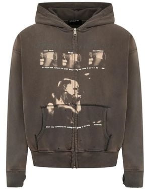 Enfants Riches Deprimes Spiritual Therapy Graphic-Print Zip-Up Hoodie - Grey