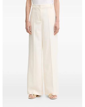 Patrizia Pepe Chevron-Pattern Logo-Plaque Trousers - White